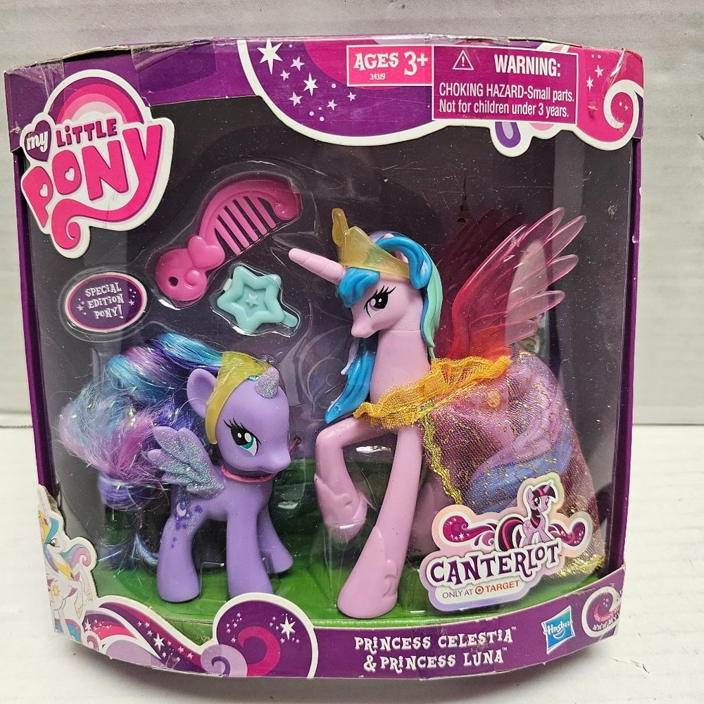 Rare New My Little Pony Canterlot Princess Celestia & Princess Luna Special HTF